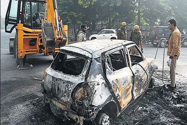 Parked car caught fire 